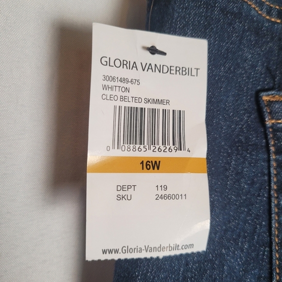 NWT Gloria Vanderbilt Cleo Belted Skimmer Capri Women's Size 16W - Picture 7 of 13